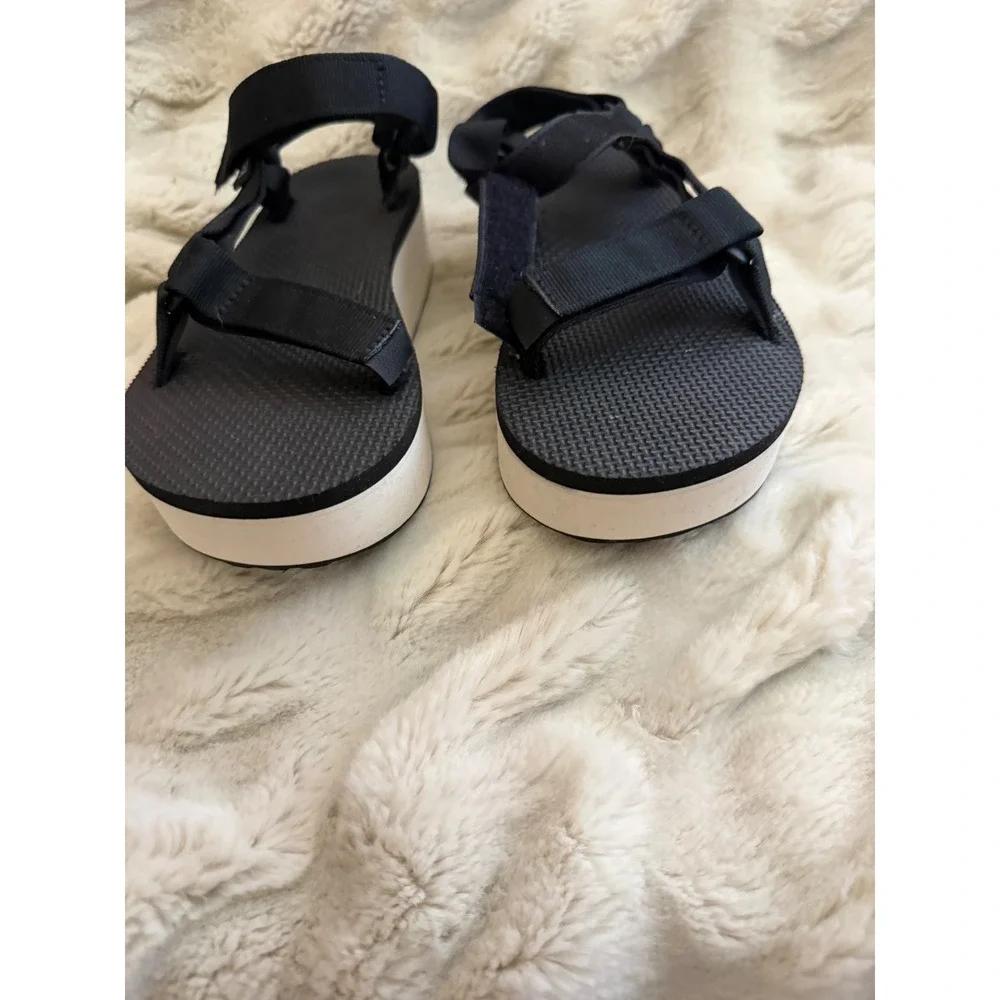 Teva Flatform Universal Sandals Black White Platform Strappy 1008844 Womens 7